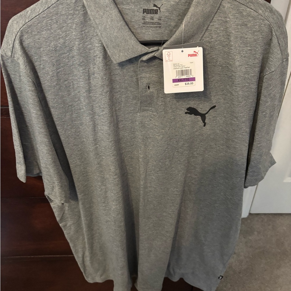 PUMA Men's Heather Gray Polo Shirt